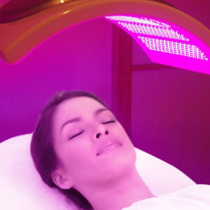 woman receiving red LED light therapy2